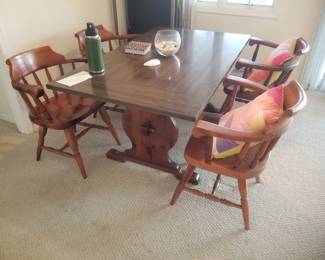 Trestle dining table with 4 chairs