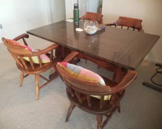 Trestle dining table with 4 chairs