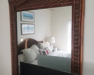 Wicker queen bedroom suite: mirror