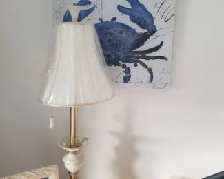 Lenox table lamp; crab art