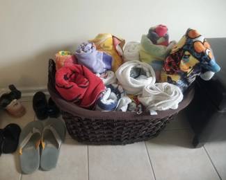 Beach towels; basket