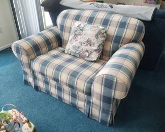 Plaid oversize chair matches sofa