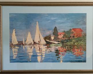 Monet Sailboats Custom Framed