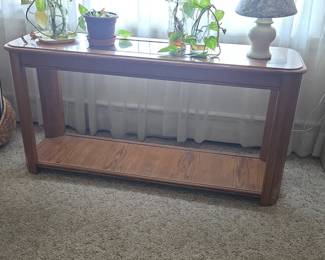 Oak and Glass Console Table
