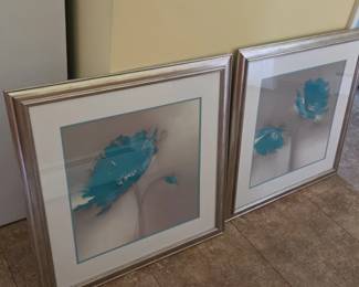 Teal Floral Framed Prints second image