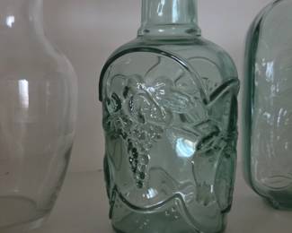 Green glass grape decanter