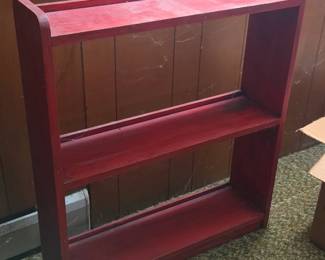 Red Painted Wooden Display Shelf