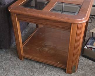 Oak GlassTop End Table