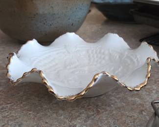 Embossed Fruit Milk Glass Dish second image