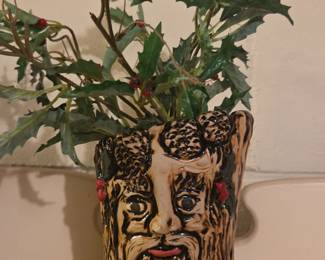 Green Man Ceramic Vase