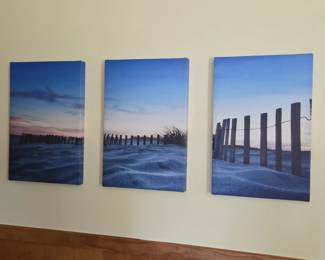 Beach Fence Triptych Canvas Art