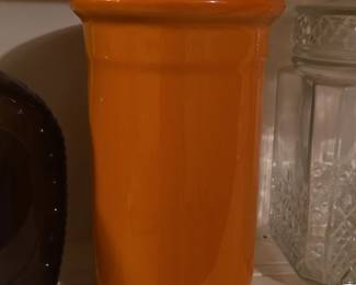 Orange Ceramic Utensil Crock