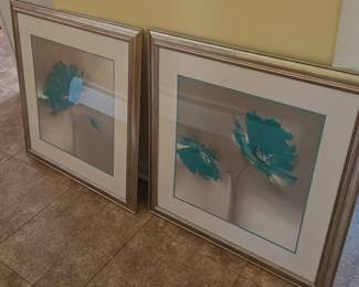 Teal Floral Framed Prints