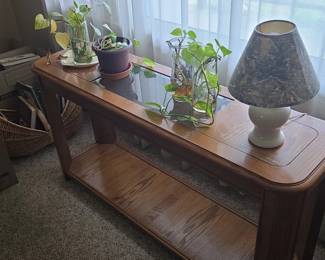 Oak and Glass Console Table second image
