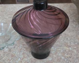 Hazel Atlas Amethyst Swirl Candy Jar second image
