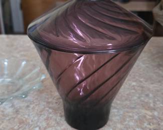 Hazel Atlas Amethyst Swirl Candy Jar