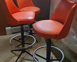 Vintage Orange Bar Stools Set of