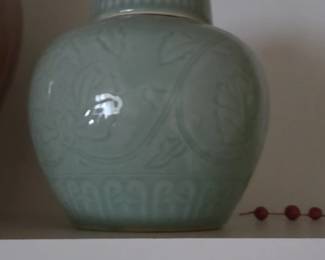 Celadon Floral Ginger Jar