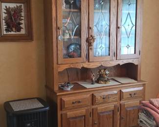 Oak China Hutch Cabinet