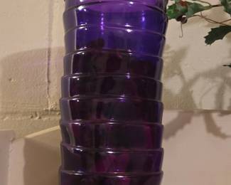 Purple Ribbed Glass Vase