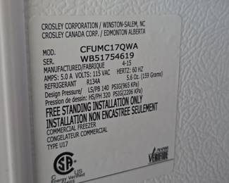 Crosley Cu. Ft. Upright Freezer third image