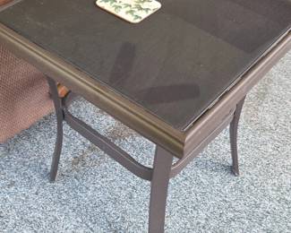 Square Metal Glass Side Table