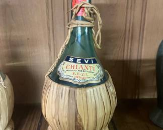 Vintage SEVI Chianti wine bottle