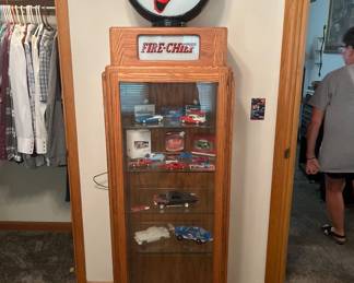 Replica Texico light on custom-made oak display case