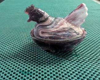*Slag Glass Hen on a Nest 