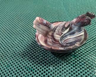 *Slag Glass Hen on a Nest 