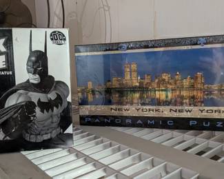 Black and White Batman Statue & New York New York Puzzle -unopened