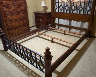 Broyhill Queen bed and high boy, nightstand