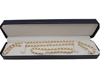 14K Gold Beaded Cultured Pearl Necklace