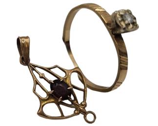 Diamond Ring 14K 1.3g Pendant 10K .6