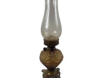 Draped Glass Oil Lamp Ornate Base
