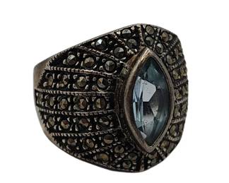 Sterling Silver Art Deco Cocktail Ring