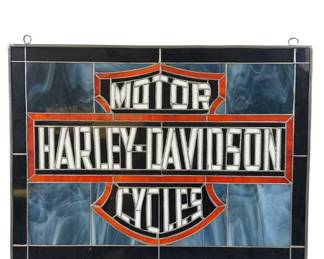 Harley Davidson Badge Logo Stained Glass 
