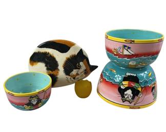 Ceramic Bowls Whimsical "Catzilla"
