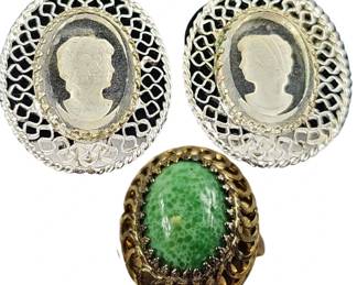 Vintage Whiting & Davis Jade Green Ring 