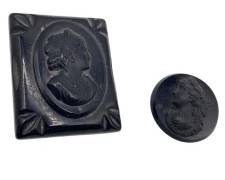 Gutta Percha Mourning Brooch Black