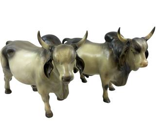 Ceramic Brahma Bull Figures