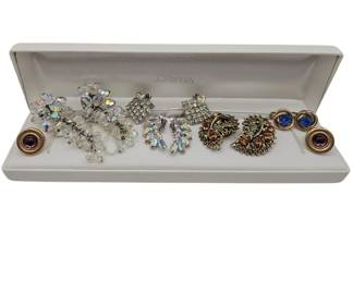 Chunky Sparkly Clip On Earrings Crystal 
