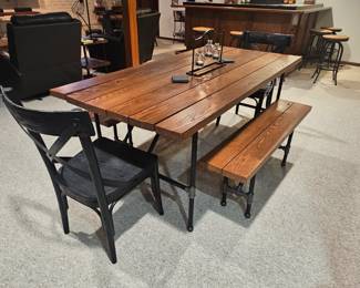 Custom Made Vintage Industrial Table 2 bench’s 2.chairs