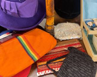 Vintage hats, purses, gloves, fur