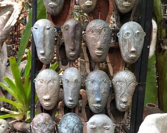 ceramic masks, each handmade and one of a kind