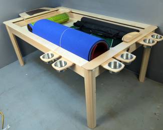 Wyrmwood Modular Vaulted Tabletop Gaming Table With Attachable Player Desk, Cup Holders Qty 6, Dual Component Trays Qty 2, And RPG Game Mats Qty 10