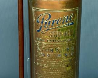 Antique Copper And Brass 24" Pyrene Soda-Acid Fire Extinguisher 