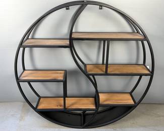  Industrial Style Circular Hanging 6 Tiered Wall Shelf, 34" x 34" x 6.5"