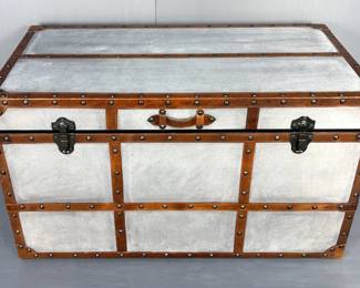 Amsel Trunk, Canvas Wrapped With Leather Accents, 19.5" x 34" x 18" 