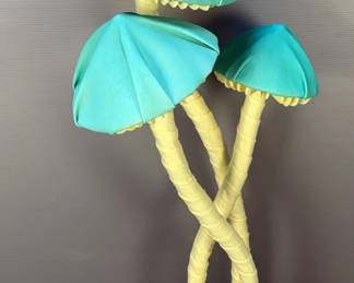 Foam Mushroom Sculpture On Metal Display Stand, Approx 43" x 14" x 27" 